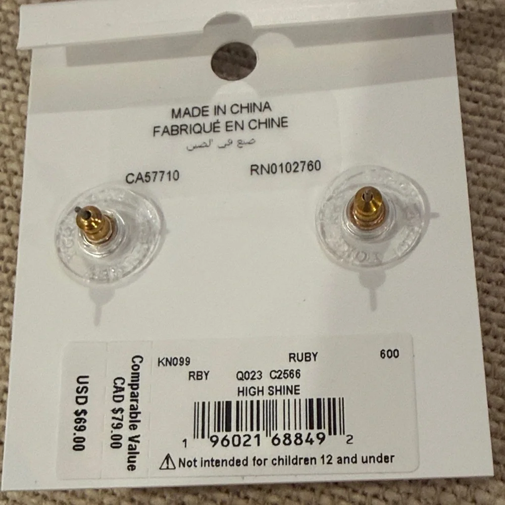 kate spade Ruby/Gold High Shine Studs/NWT